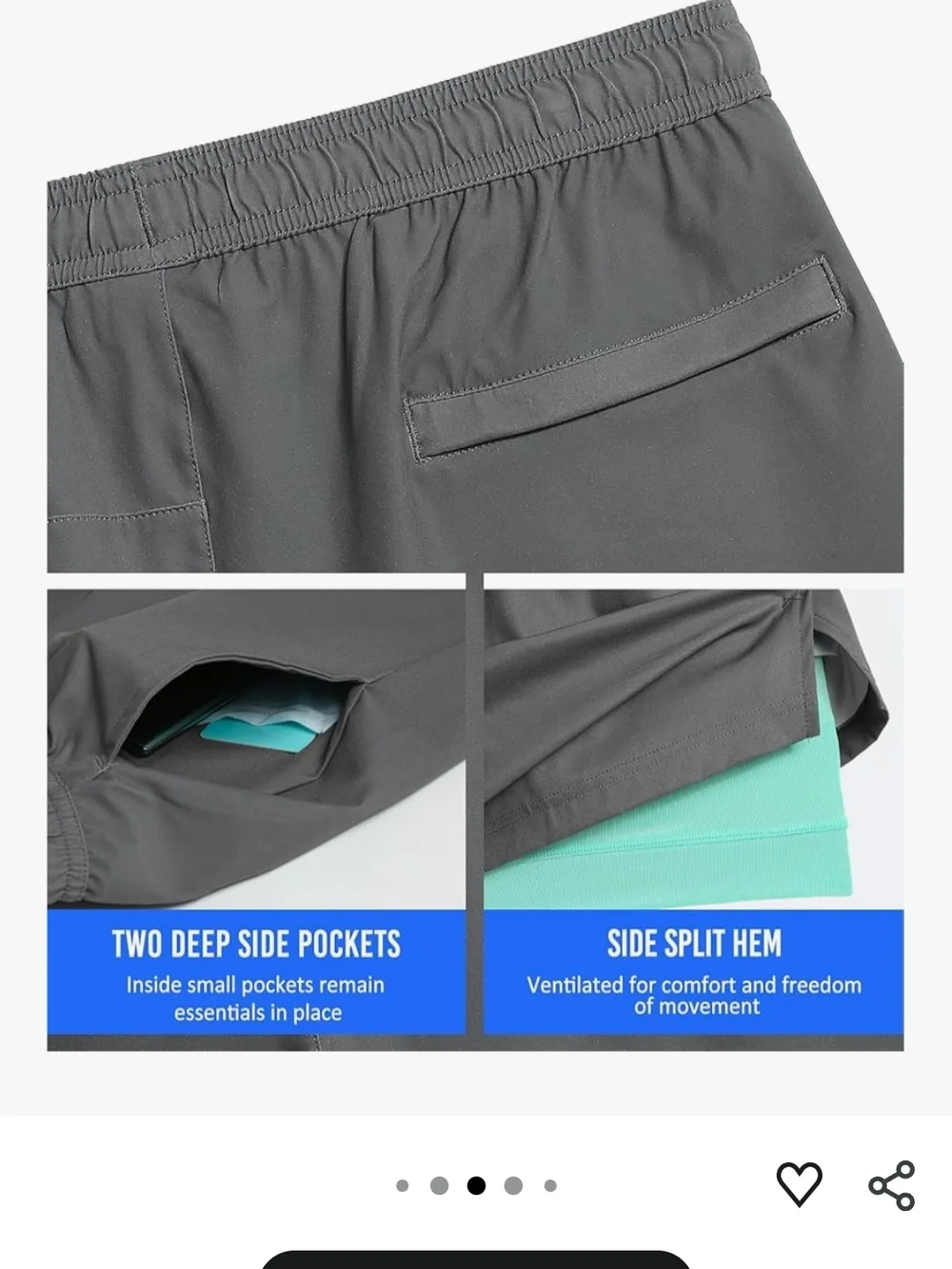 2 in 1 Shorts Men - A built-in compression liner can greatly reduce less chaffin - Picture 4 of 13